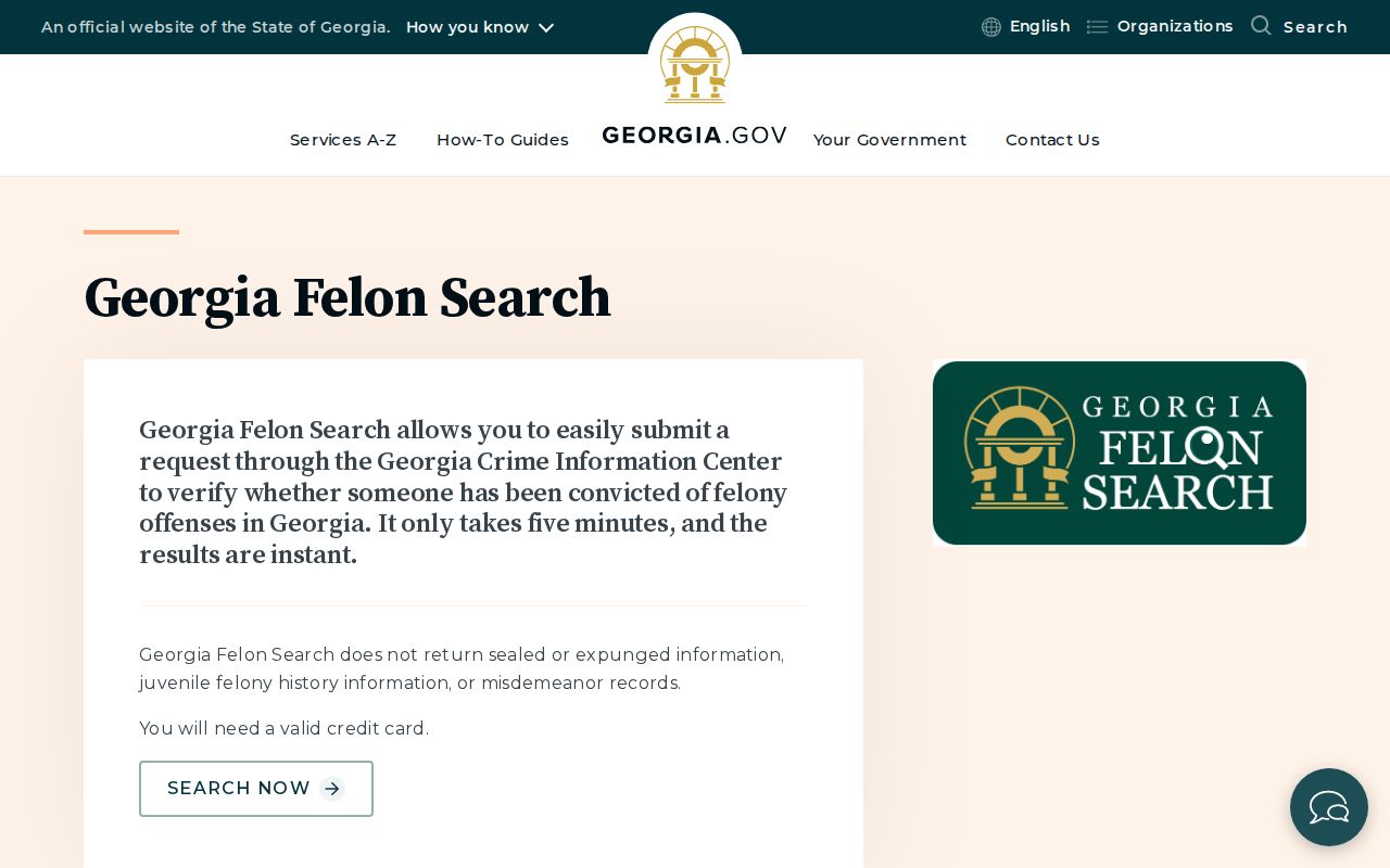 Georgia government guide to Georgia Felon Search