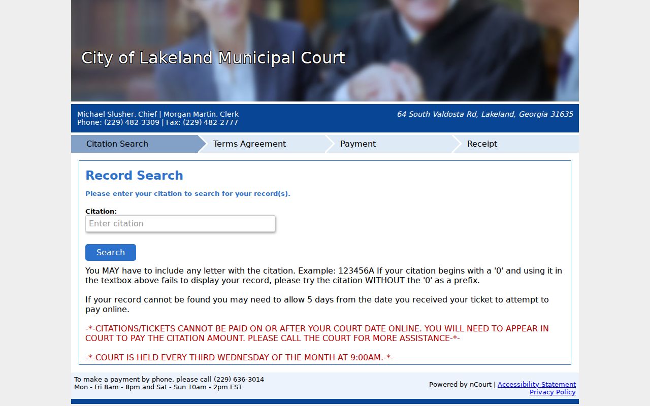 Lakeland criminal history Municipal Court citation search